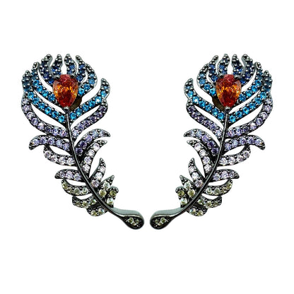 Palestro Milano Orecchini Base Dark - Multicolor Piume Preziose