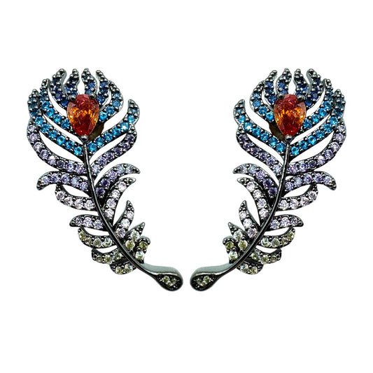 Palestro Milano Orecchini Base Dark - Multicolor Piume Preziose