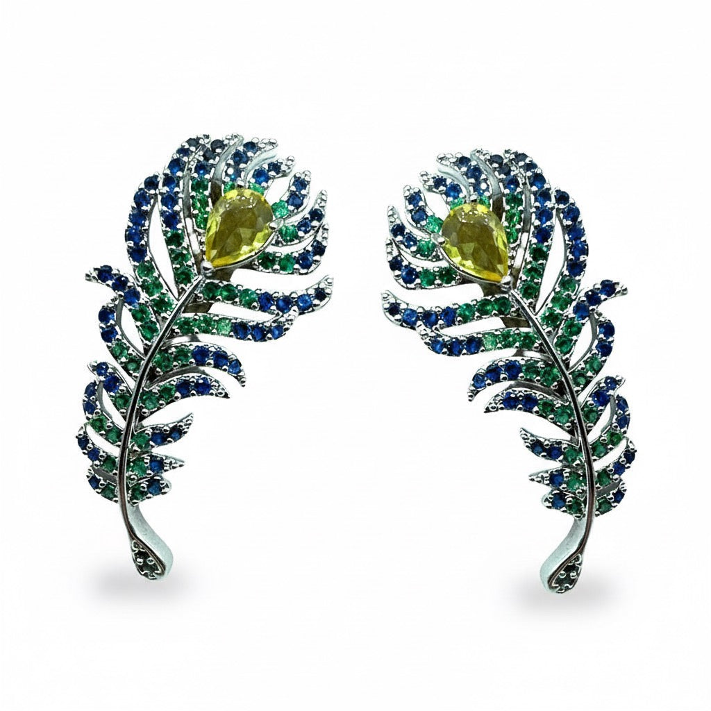 Palestro Milano Orecchini Base Silver - Blu Piume Preziose