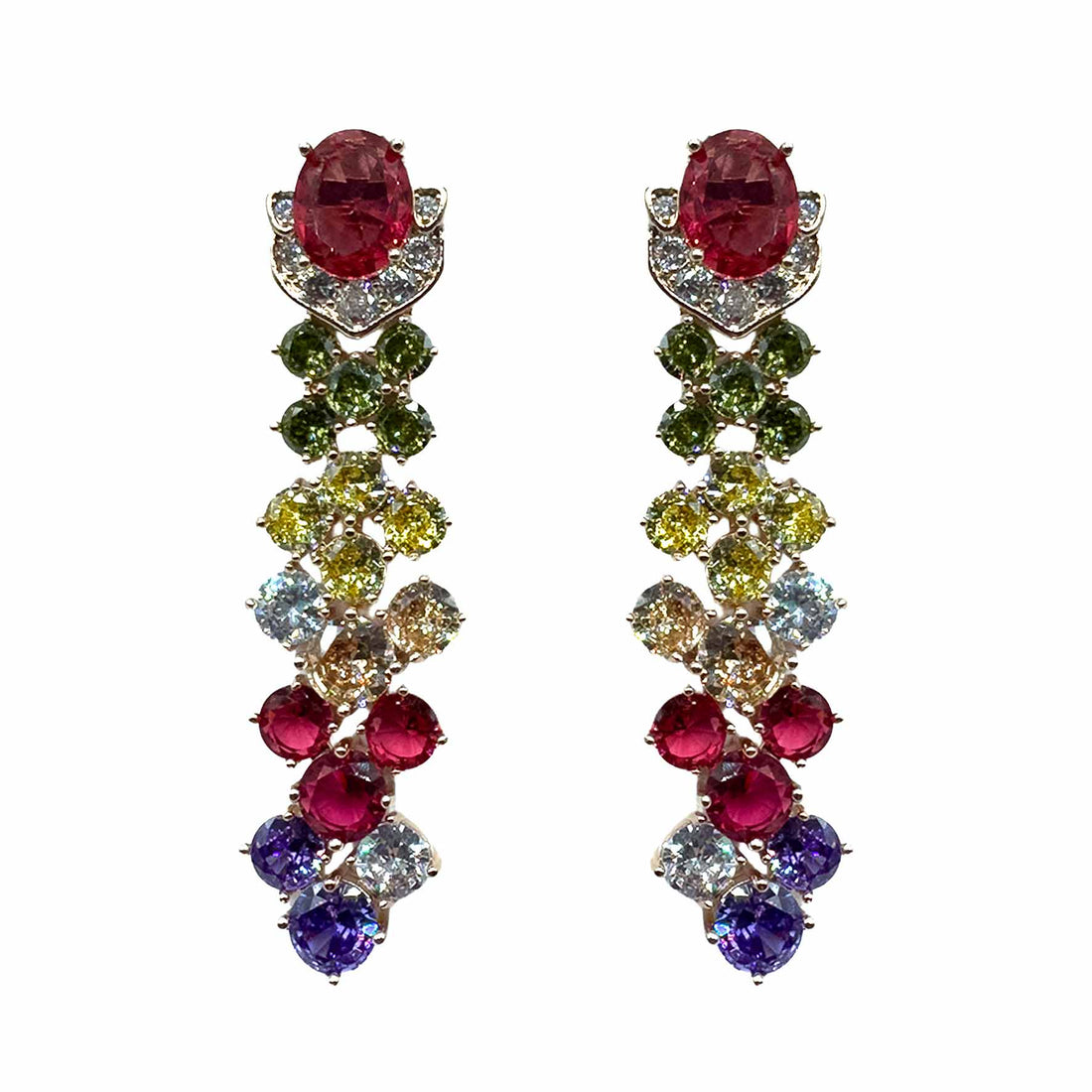 Palestro Milano Orecchini Base Rose Gold - Rubino Violet Piume di Gemme