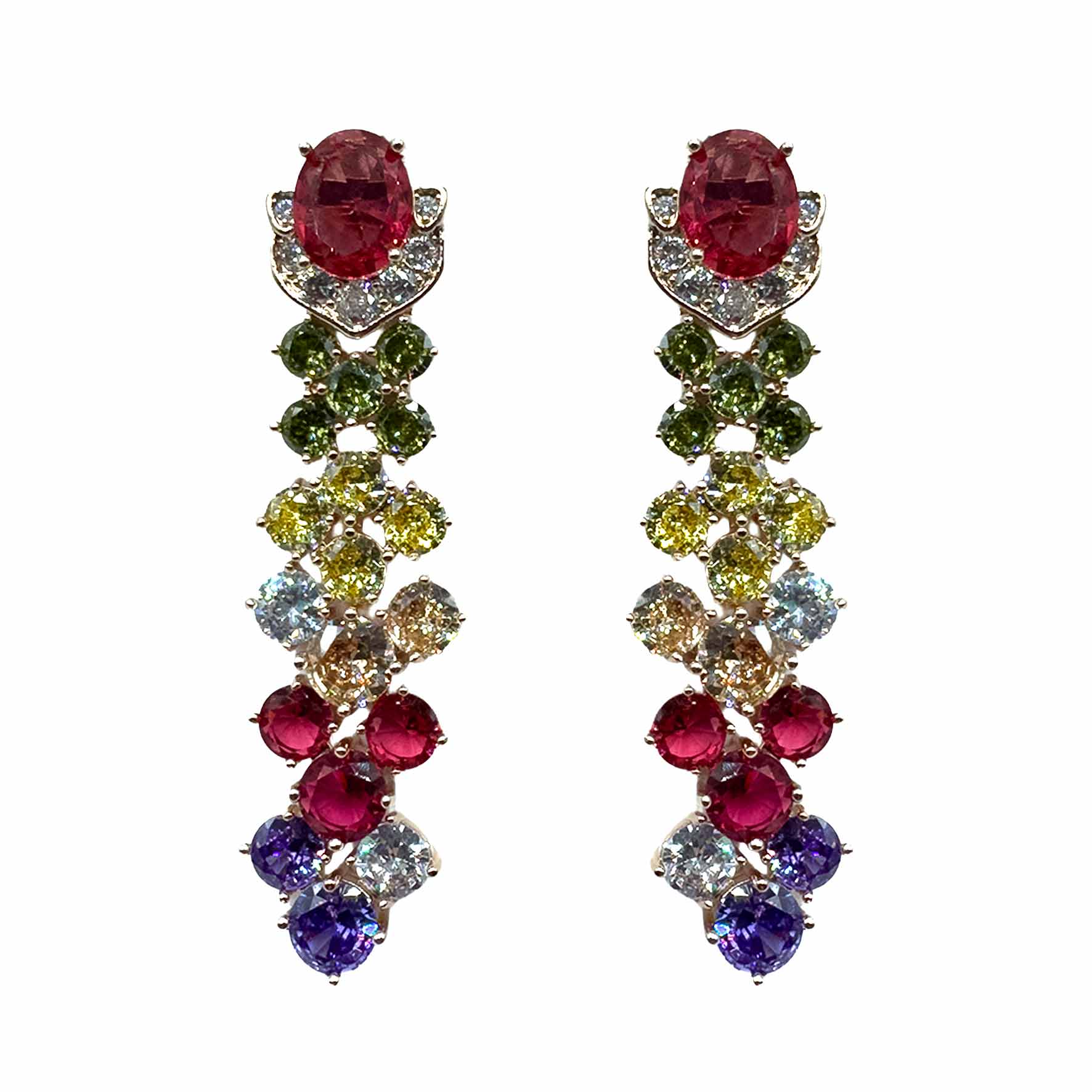 Palestro Milano Orecchini Base Rose Gold - Rubino Violet Piume di Gemme