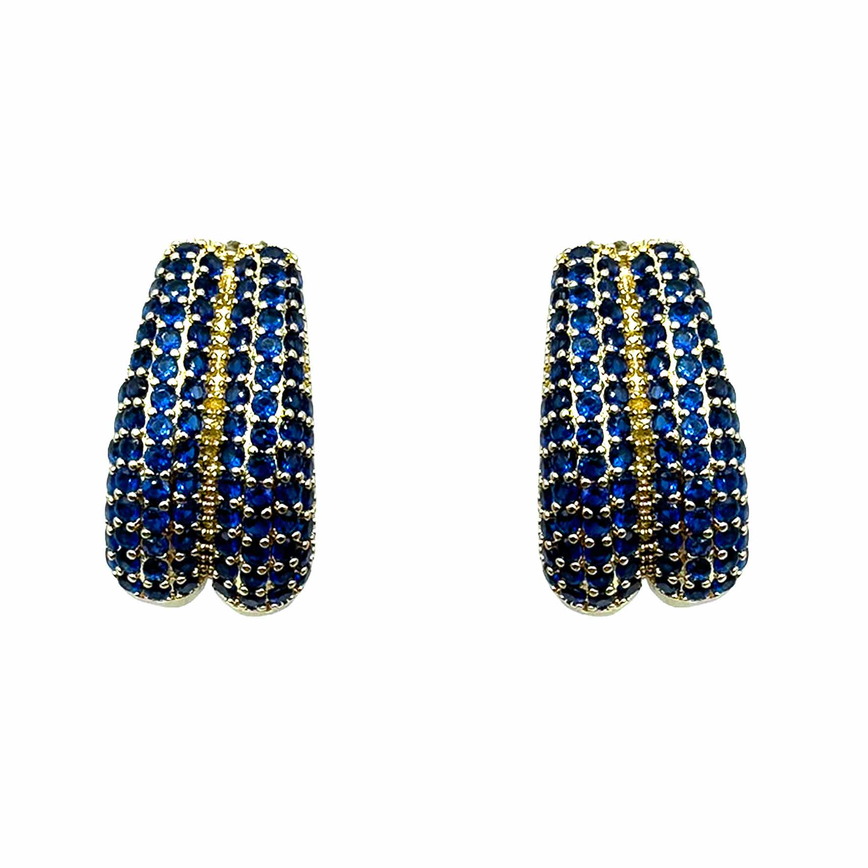 Palestro Milano Orecchini Gold - Blu Semicerchi Luminosi di Pavè