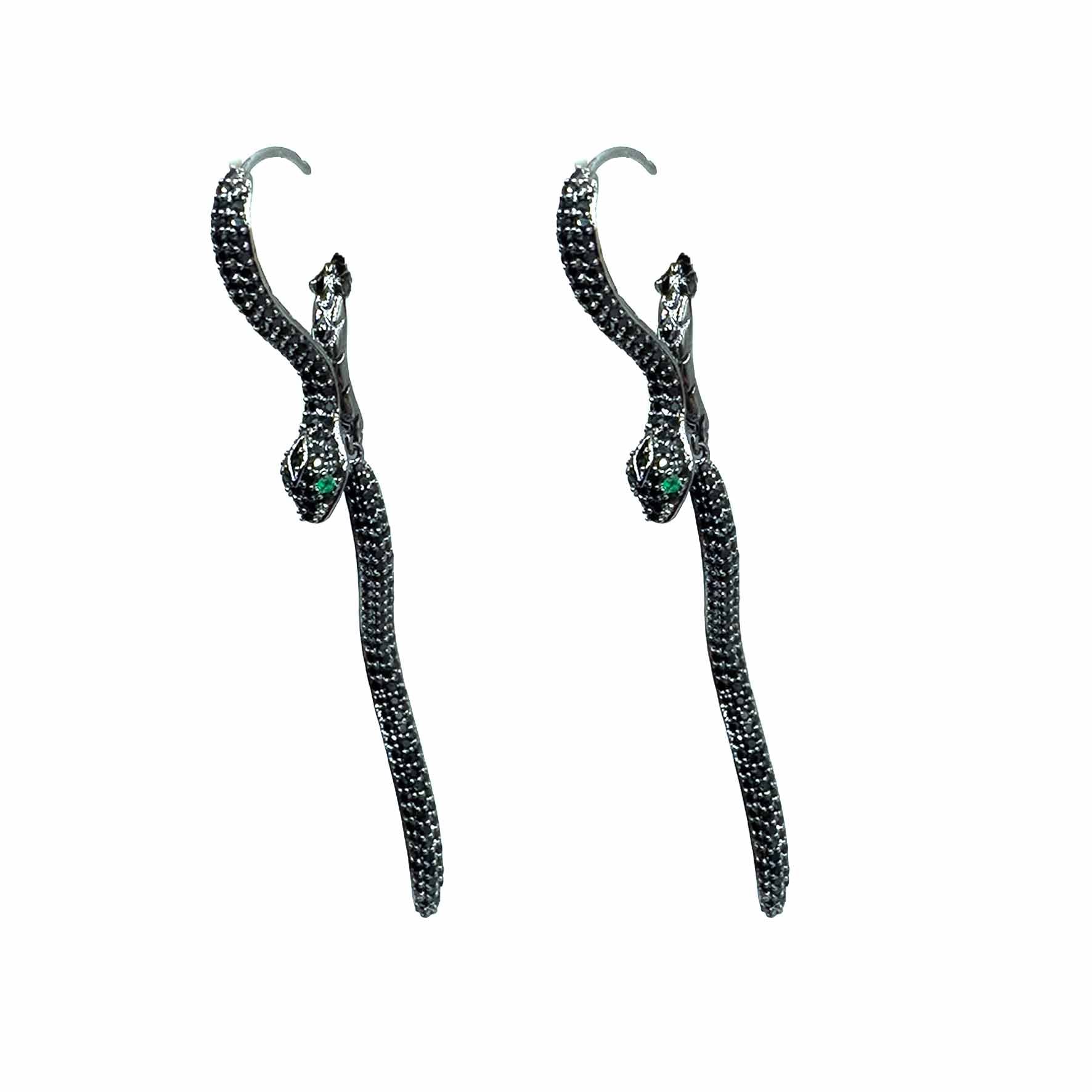 Palestro Milano Orecchini Black Serpente di Pavè