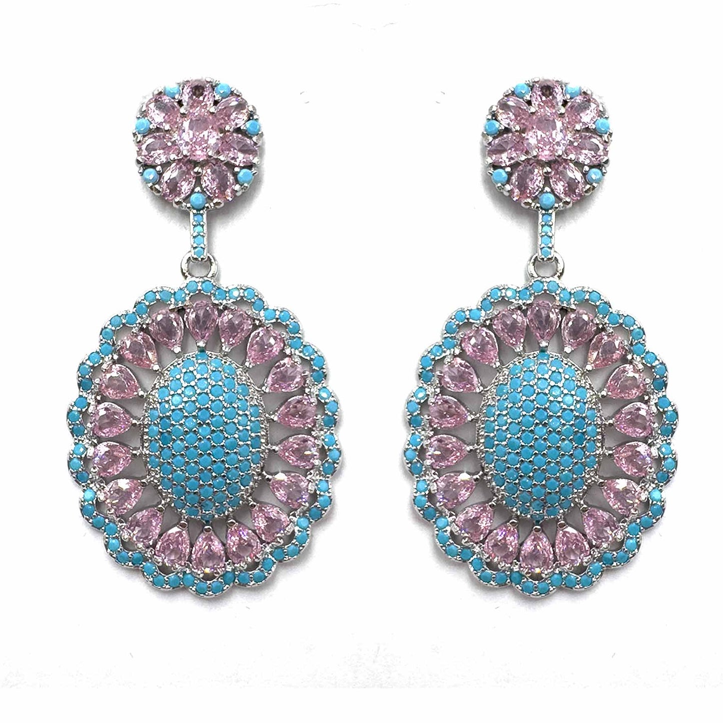 Tondo di pavè torquoise/pink