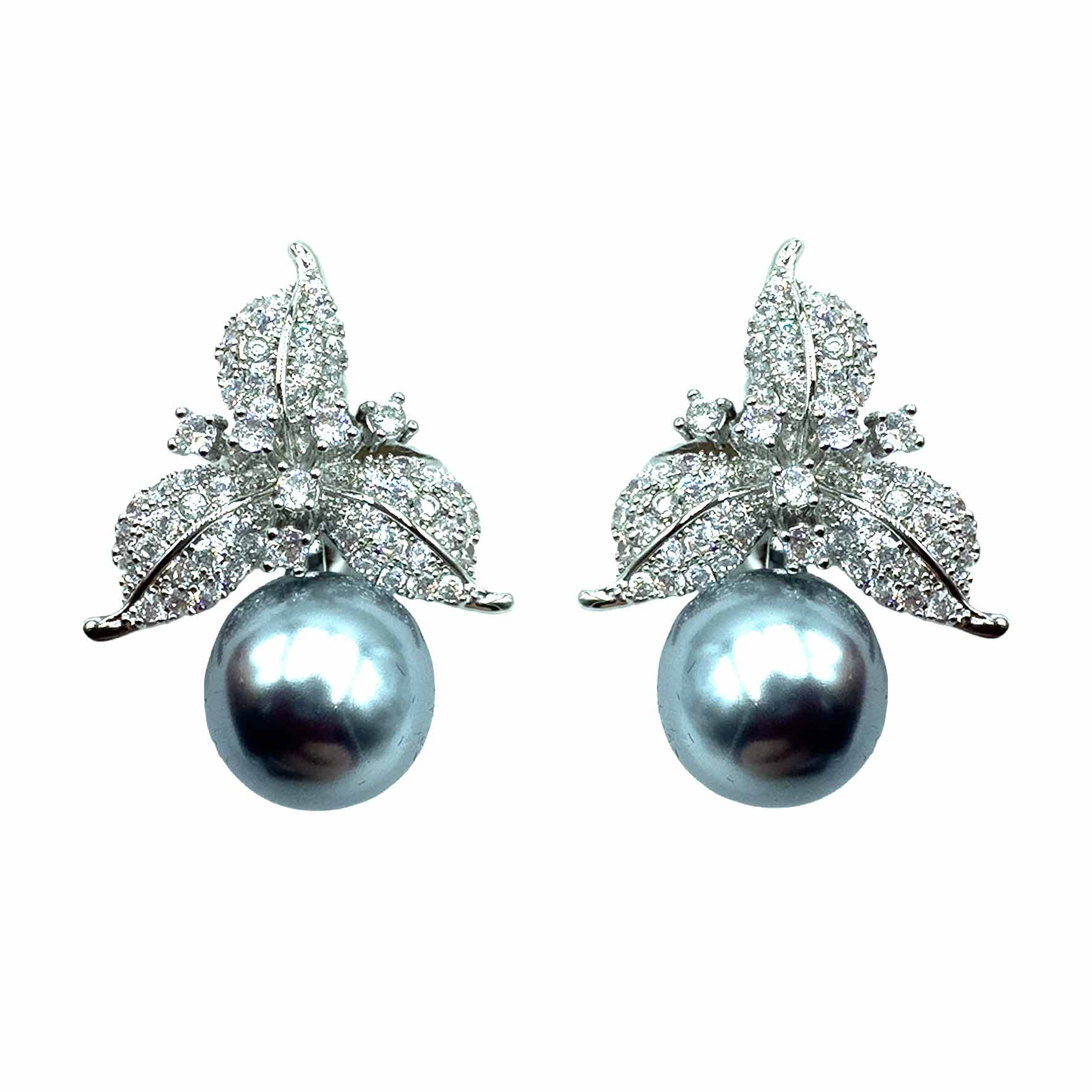 Palestro Milano Orecchini Silver - Perla Grigia Trifoglio con Perla
