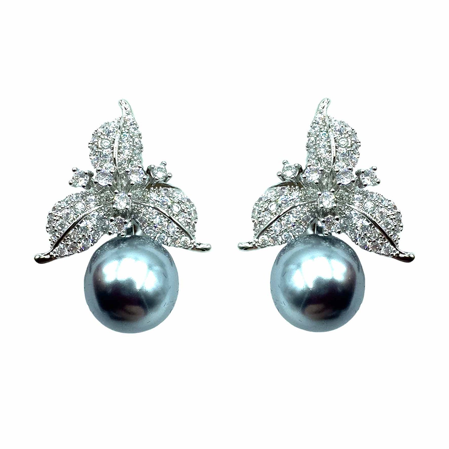 Palestro Milano Orecchini Silver - Perla Grigia Trifoglio con Perla