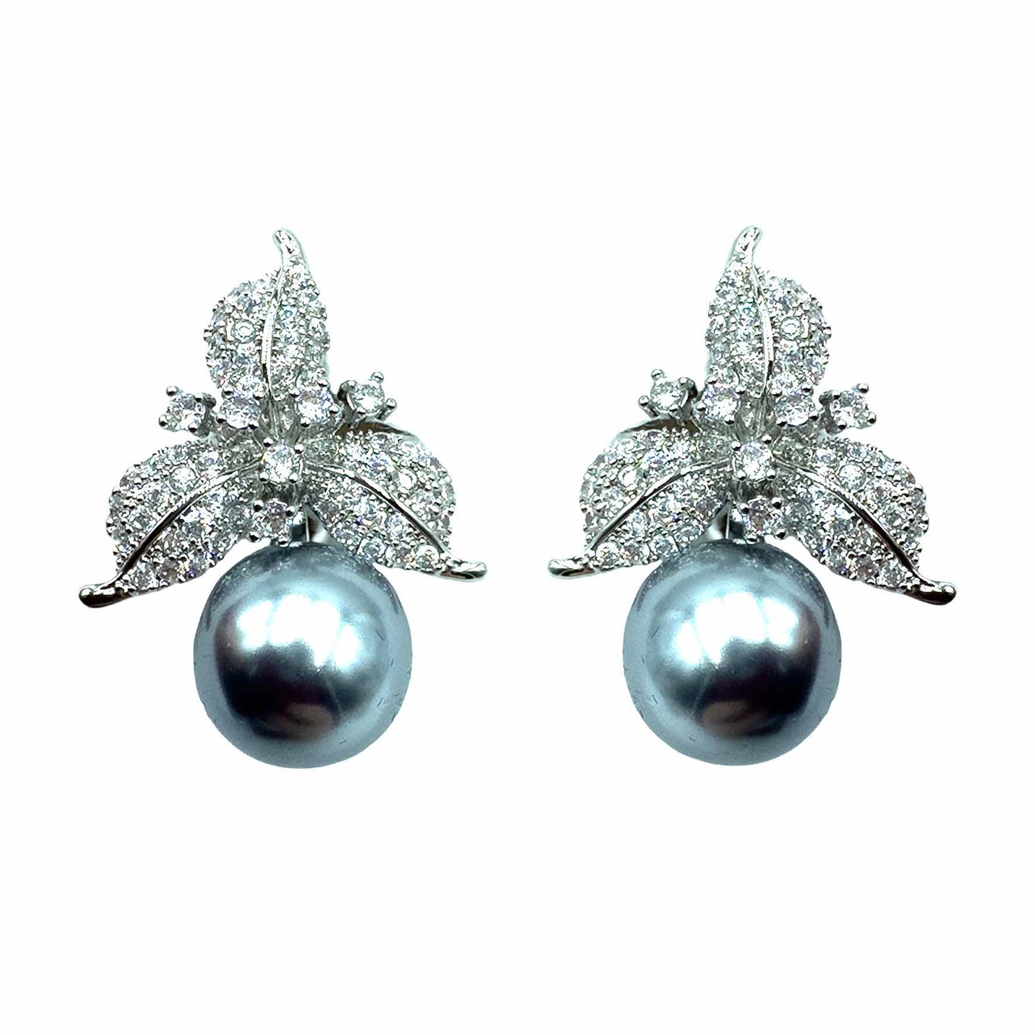 Palestro Milano Orecchini Silver - Perla Grigia Trifoglio con Perla