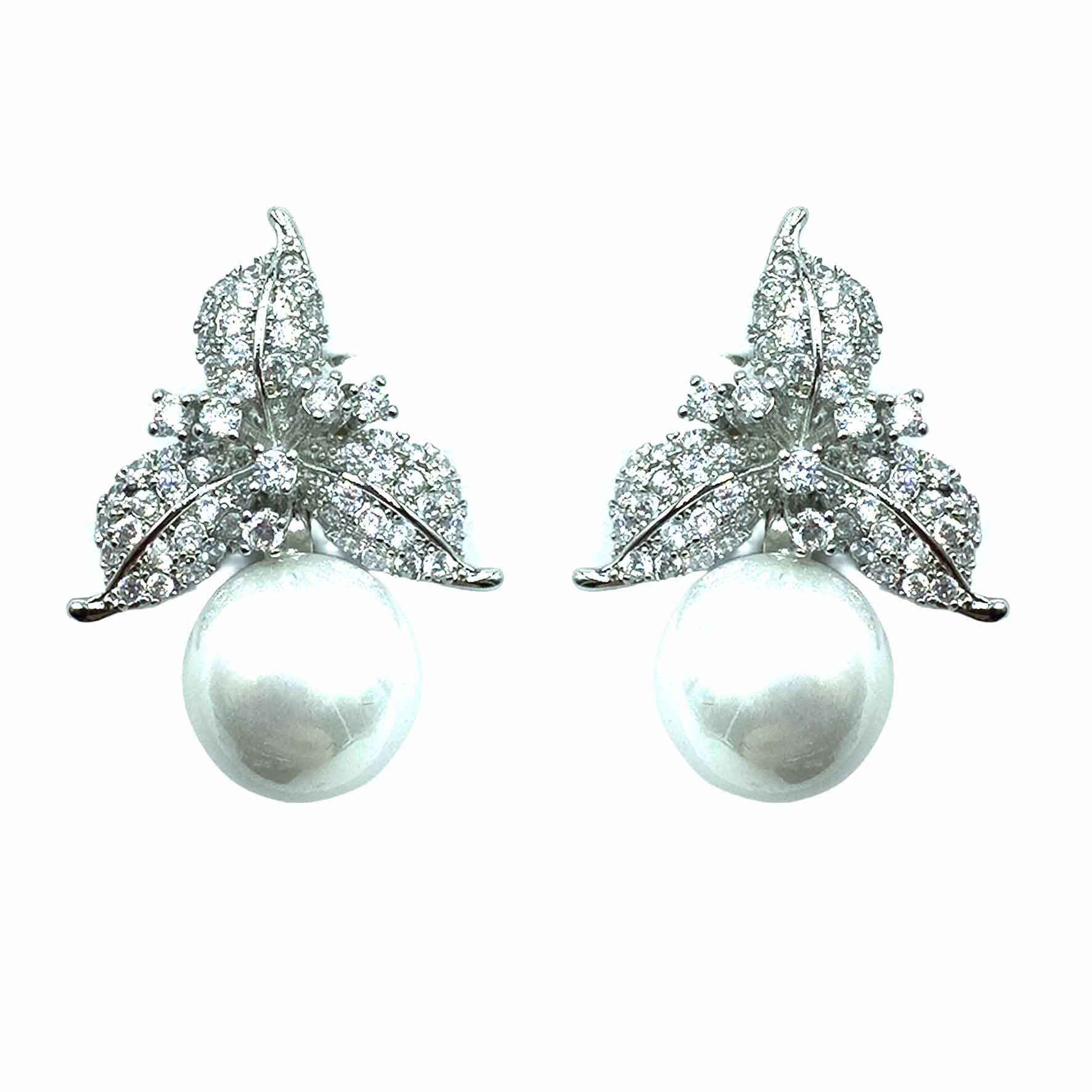 Palestro Milano Orecchini Silver - Perla Bianca Trifoglio con Perla