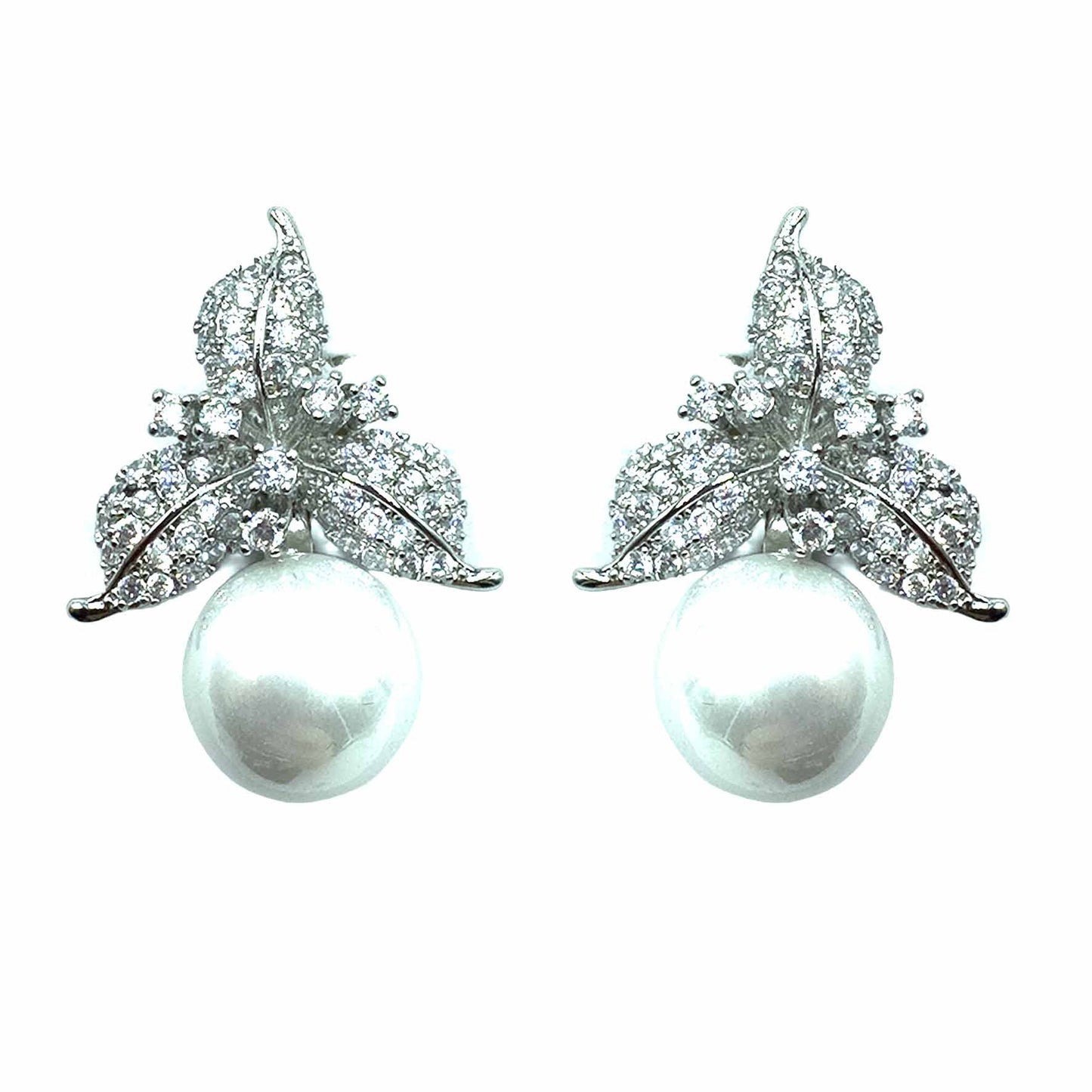 Palestro Milano Orecchini Silver - Perla Bianca Trifoglio con Perla