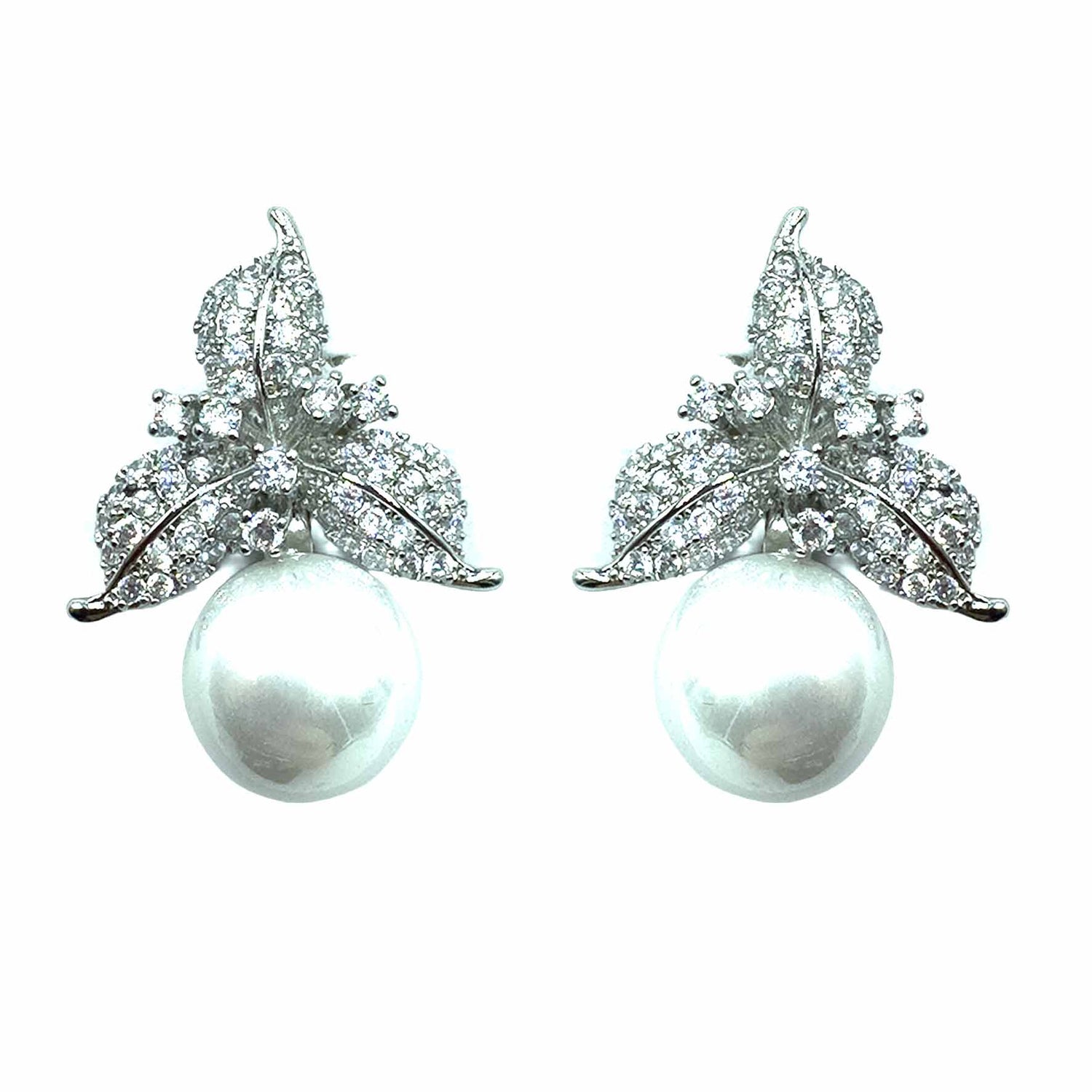 Palestro Milano Orecchini Silver - Perla Bianca Trifoglio con Perla