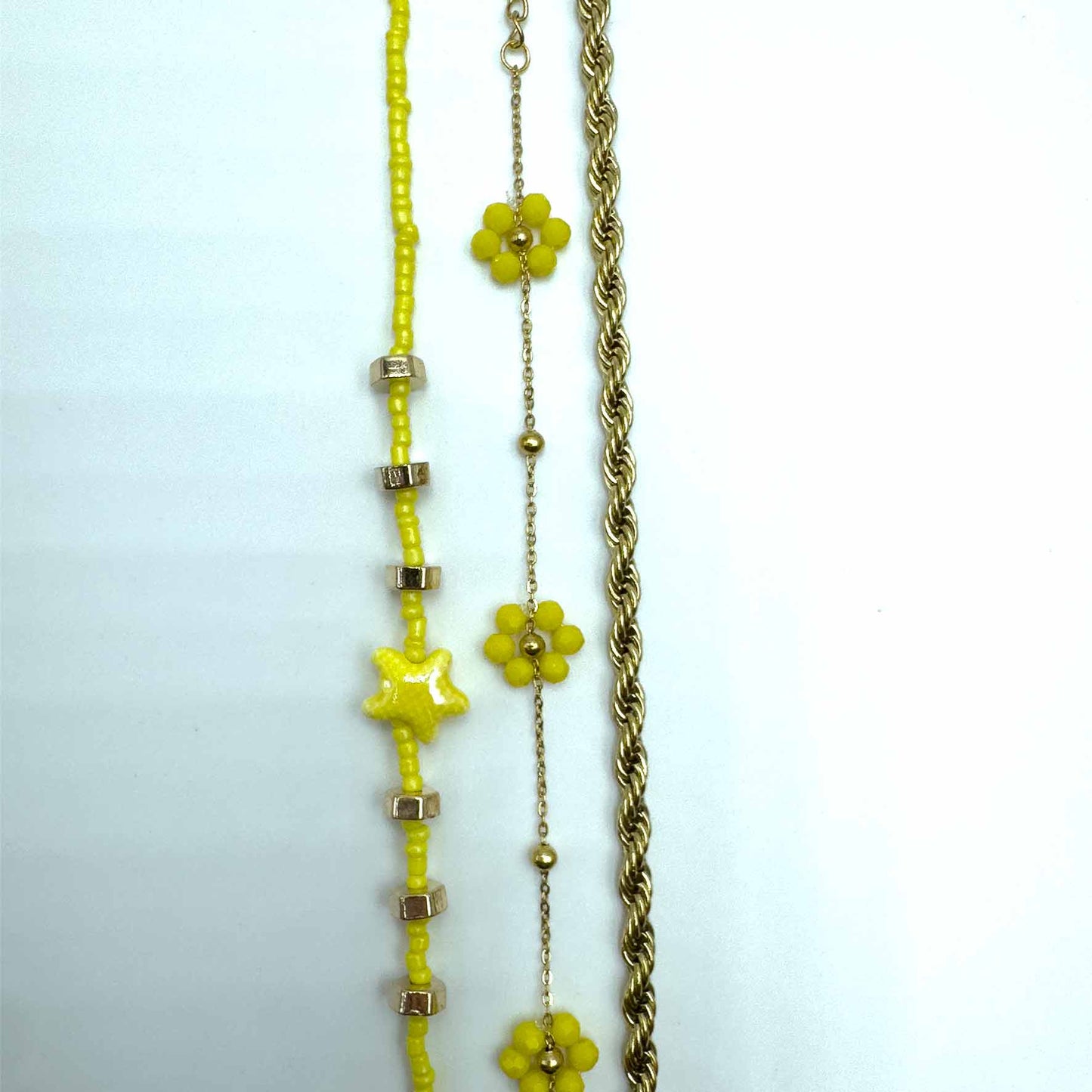 Trio cavigliere gold&giallo limone