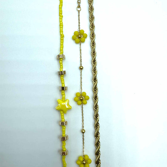 Trio cavigliere gold&giallo limone