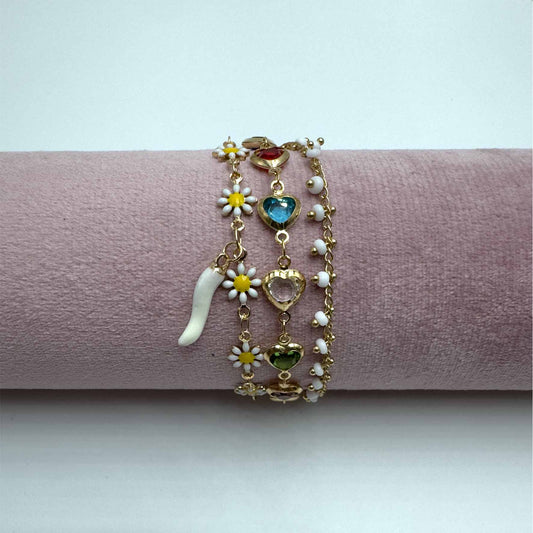 Trio cavigliere cuori&margherite