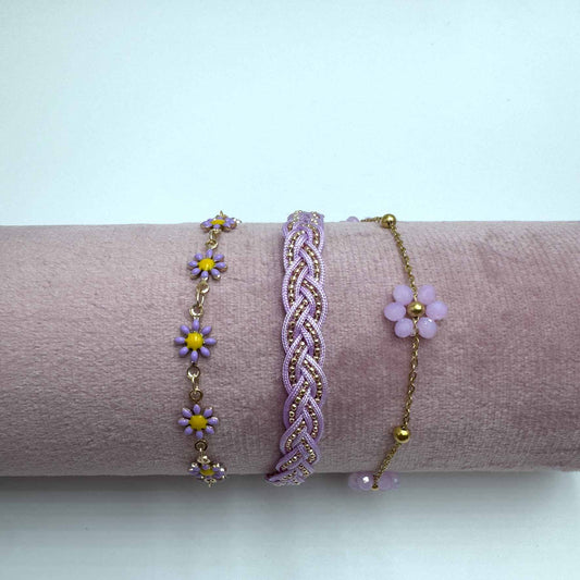 Trio cavigliere incanto di fiorellini lillac