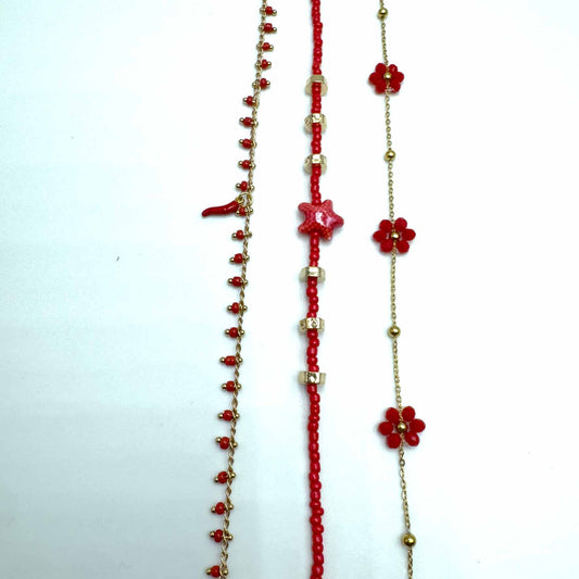 Trio cavigliere rosso fragola