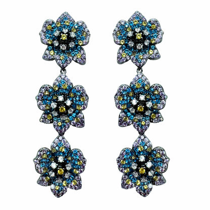 Palestro Milano Orecchini Silver - Lillac Tuquoise Giallo Trio di Gelsomini