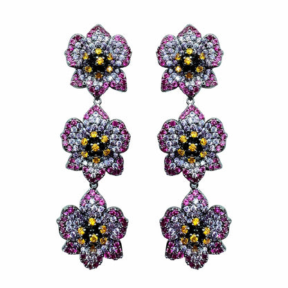 Palestro Milano Orecchini Dark - Lillac Fucsia Arancio Trio di Gelsomini