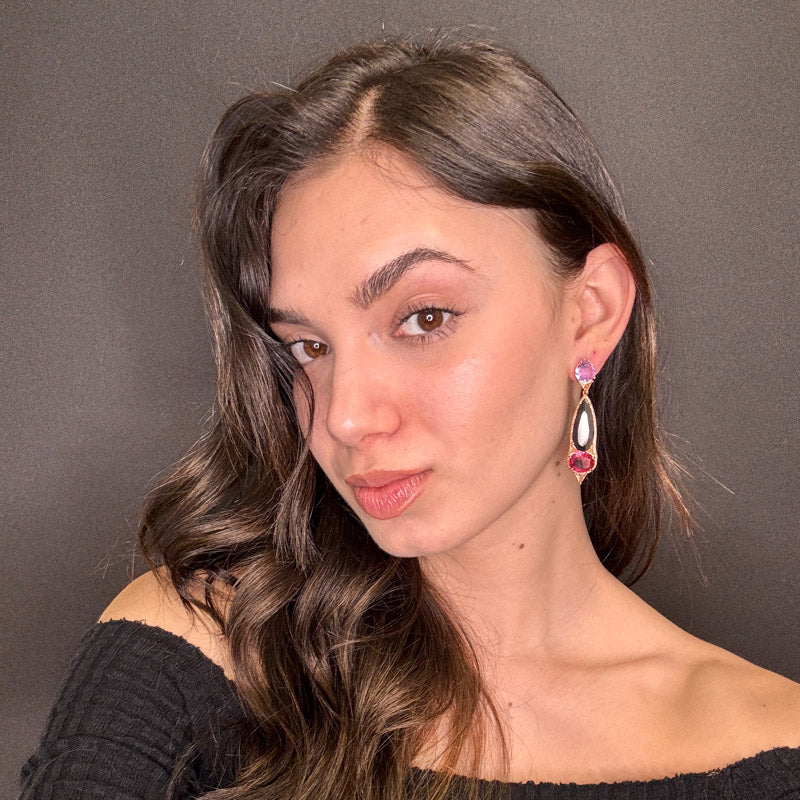 Palestro Milano Orecchini Trio di Gemme Pendenti