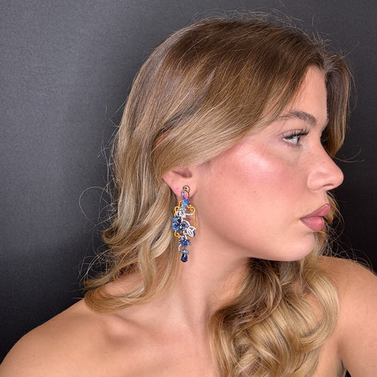 Palestro Milano Orecchini Trionfo di Pappagalli di Pavè