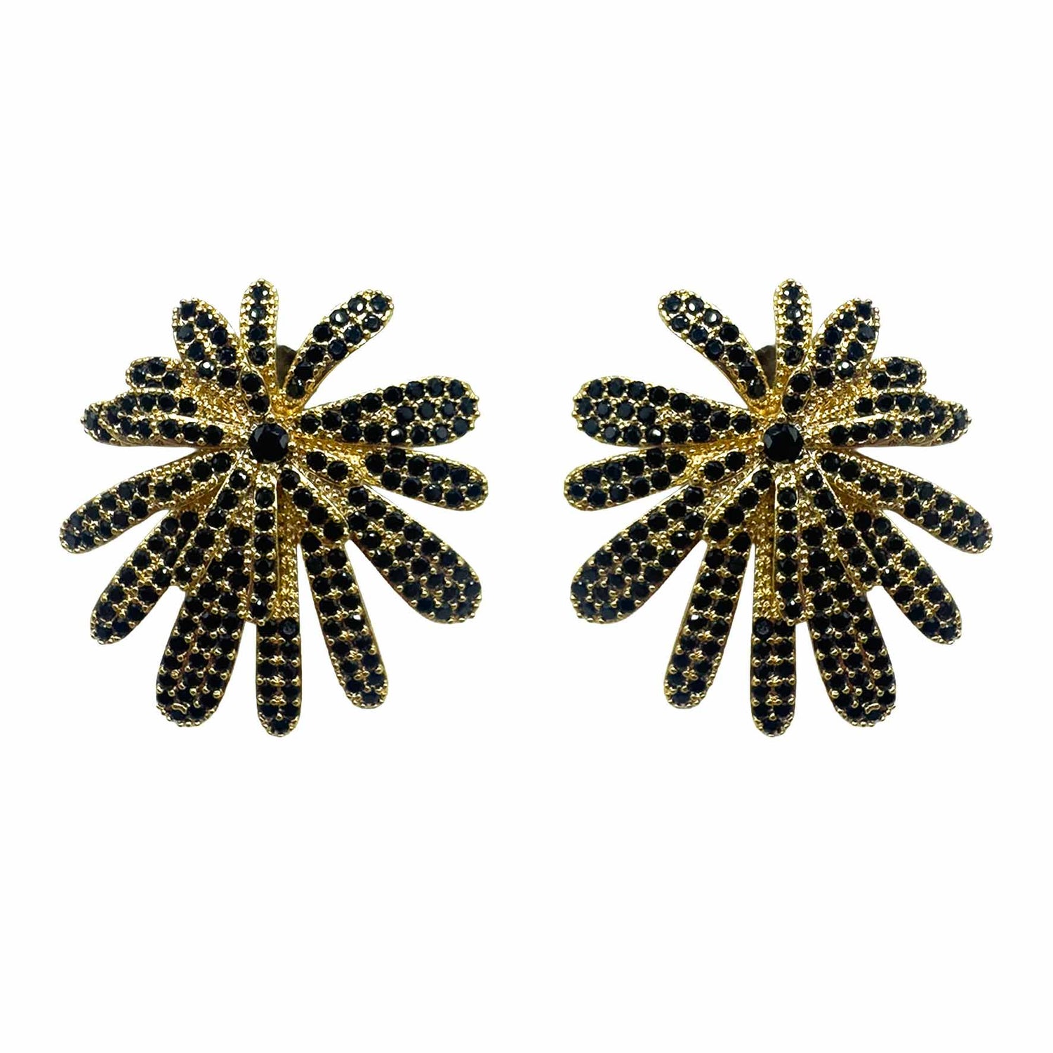 Palestro Milano Orecchini Gold Black Tripudio di Pavè