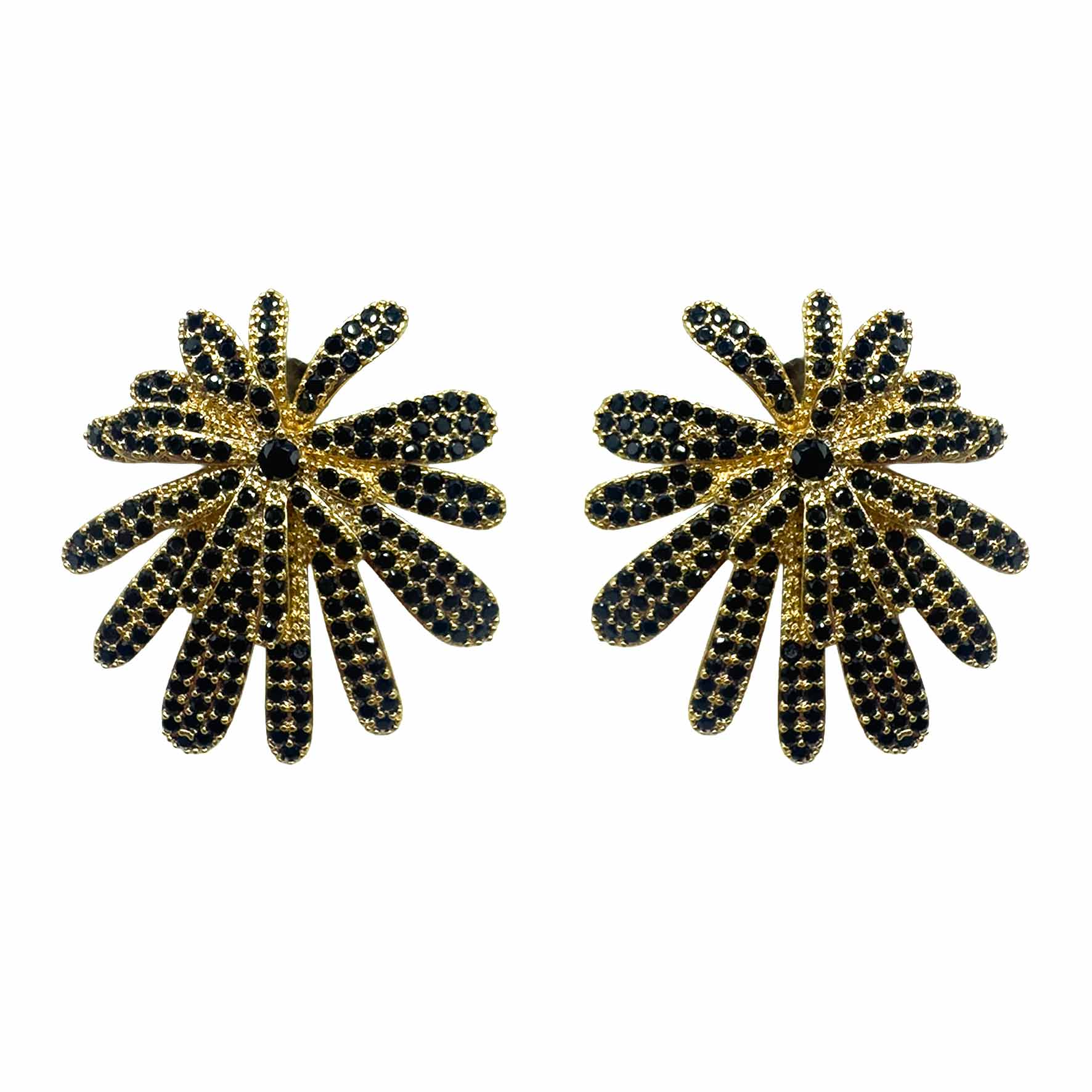 Palestro Milano Orecchini Gold Black Tripudio di Pavè