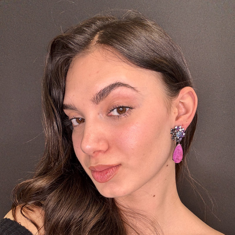 Palestro Milano Orecchini Tripudio Violet con Goccia Fucsia