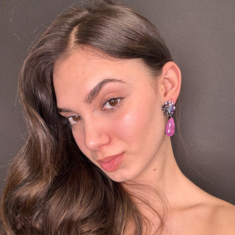 Palestro Milano Orecchini Tripudio Violet con Goccia Fucsia