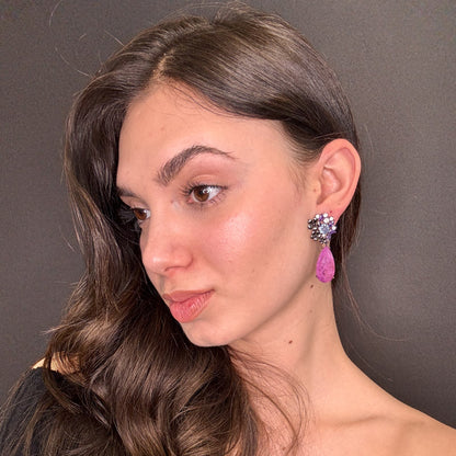 Palestro Milano Orecchini Tripudio Violet con Goccia Fucsia