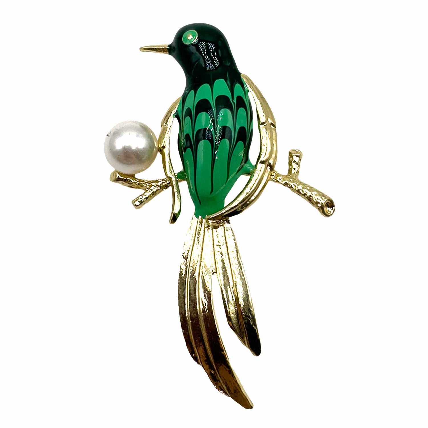 Palestro Milano Spille e spillette Verde Uccellino con Perla