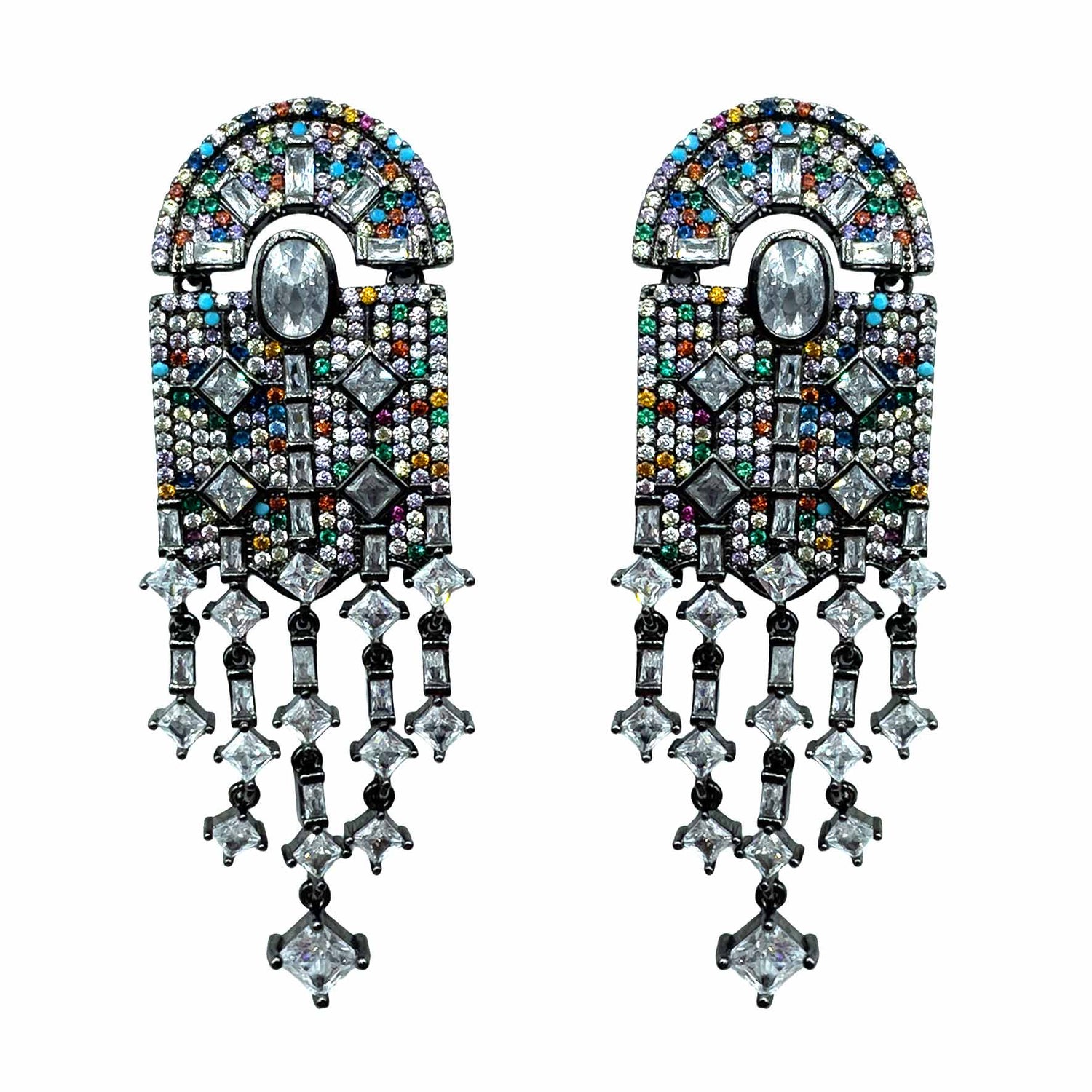 Palestro Milano Orecchini Base Silver Dark - Multicolor Vetrate di Cristallo