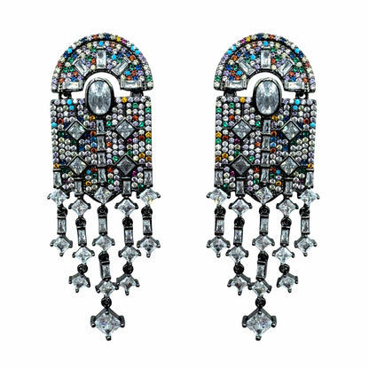 Palestro Milano Orecchini Base Silver Dark - Multicolor Vetrate di Cristallo