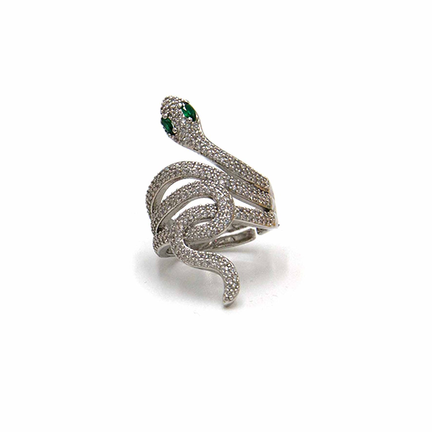 Palestro Milano Anelli Occhi grandi / Silver Anello Serpente di Zirconi