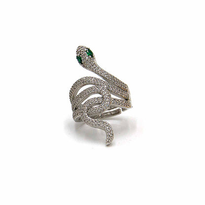 Palestro Milano Anelli Occhi grandi / Silver Anello Serpente di Zirconi