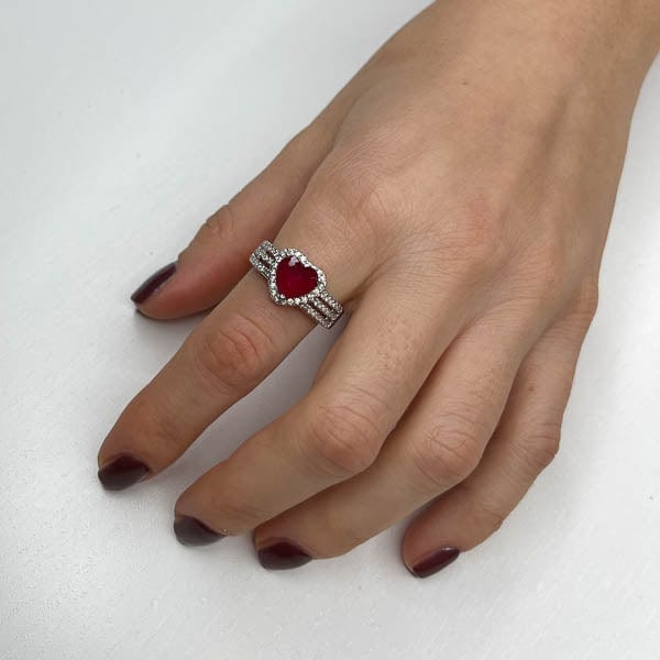Palestro Milano Anelli Silver / Rosso Rubino / 7 us (17mm) Anello Cupido - trio