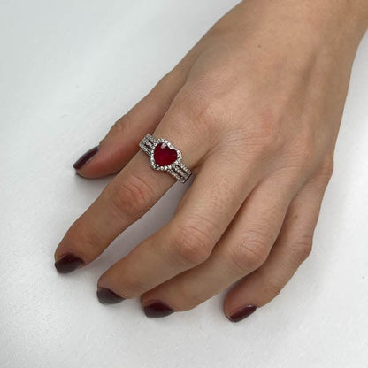 Palestro Milano Anelli Silver / Rosso Rubino / 7 us (17mm) Anello Cupido - trio