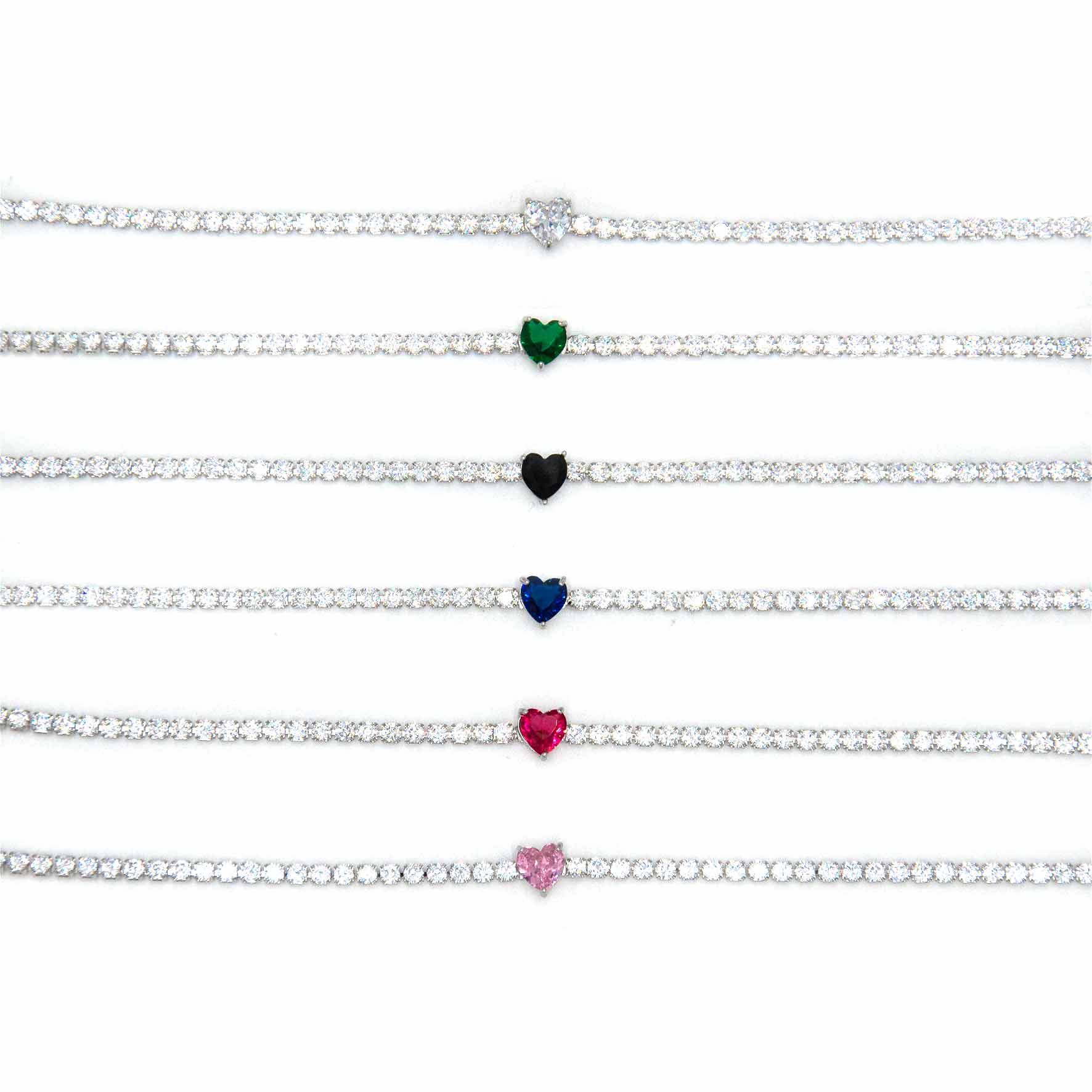 Palestro Milano Bracciali Total silver Bracciale Tennis cuore