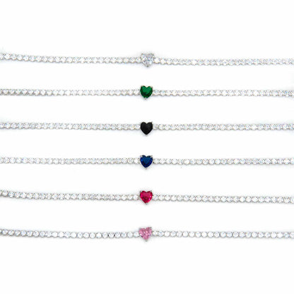 Palestro Milano Bracciali Total silver Bracciale Tennis cuore