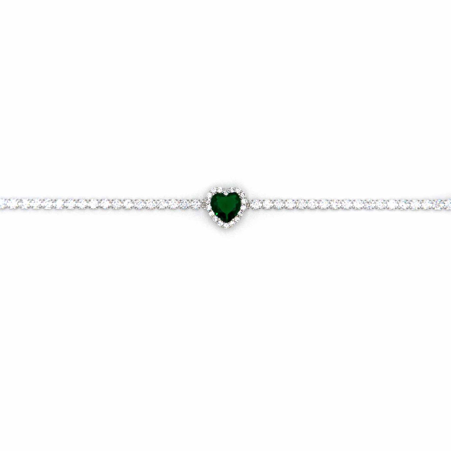 Palestro Milano Bracciali Verde Smeraldo Bracciale Tennis cuore big
