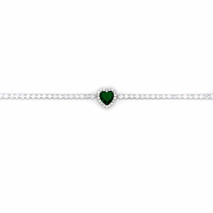 Palestro Milano Bracciali Verde Smeraldo Bracciale Tennis cuore big