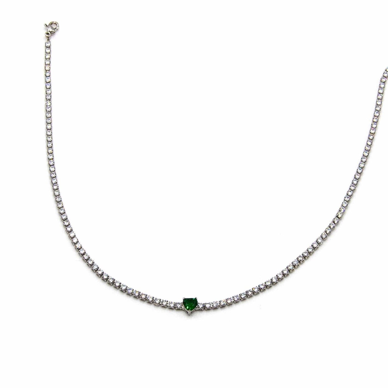 Palestro Milano Collane Verde Smeraldo Collana Tennis cuore