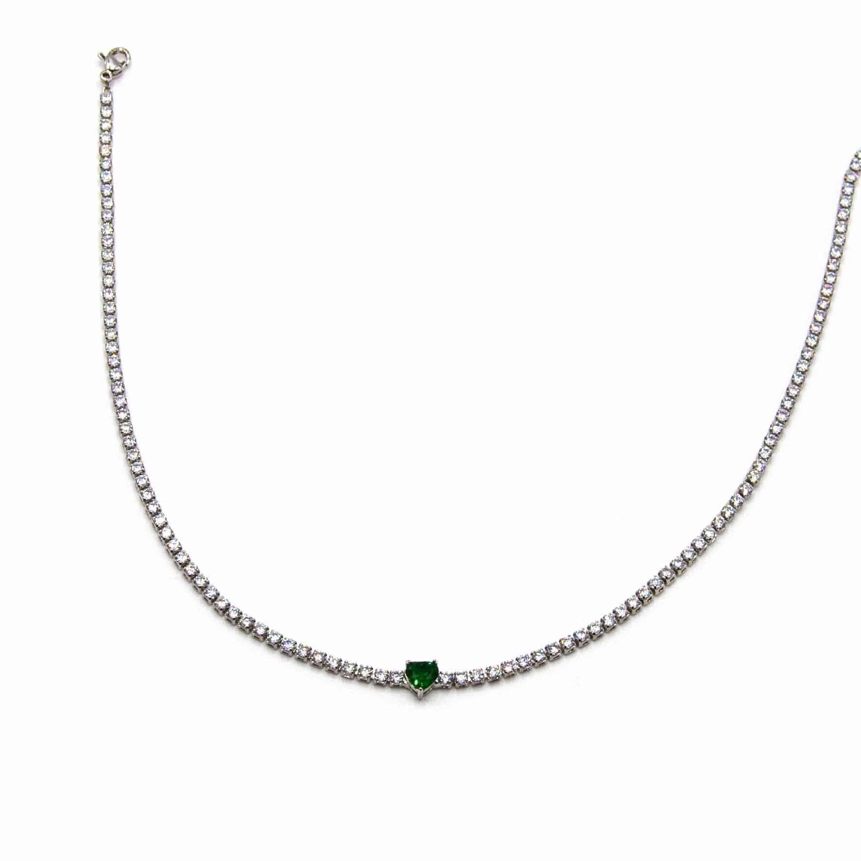 Palestro Milano Collane Verde Smeraldo Collana Tennis cuore