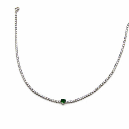 Palestro Milano Collane Verde Smeraldo Collana Tennis cuore