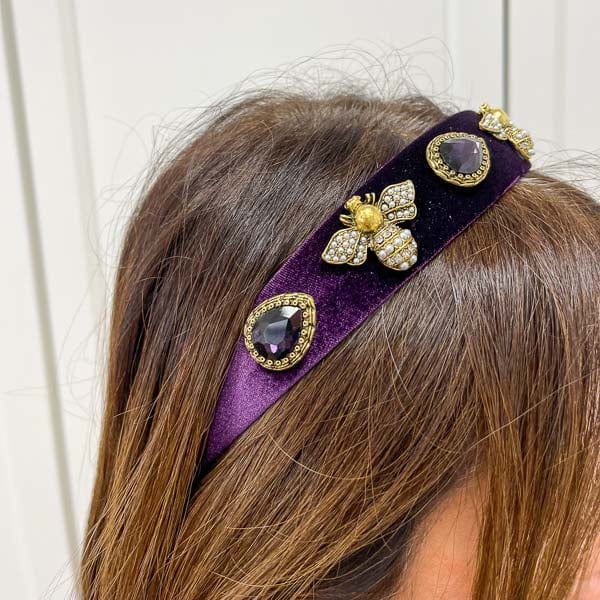 Palestro Milano Fasce per capelli/cerchietti Velluto Viola Apine di Velluto