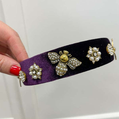 Palestro Milano Fasce per capelli/cerchietti Velluto Viola Perline Apine di Velluto