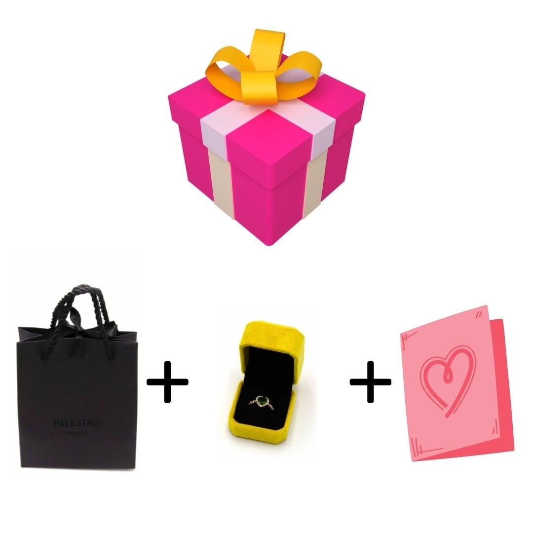 Palestro Milano Kit Regalo per Anello Box + Kit Regalo (borsetta con fiocchetto e biglietto di auguri) - vale per un prodotto