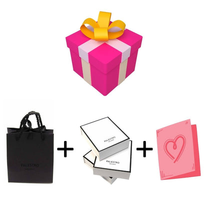 Palestro Milano Kit Regalo per Orecchini/Collana (non voluminosa) Box + Kit Regalo (borsetta con fiocchetto e biglietto di auguri) - vale per un prodotto