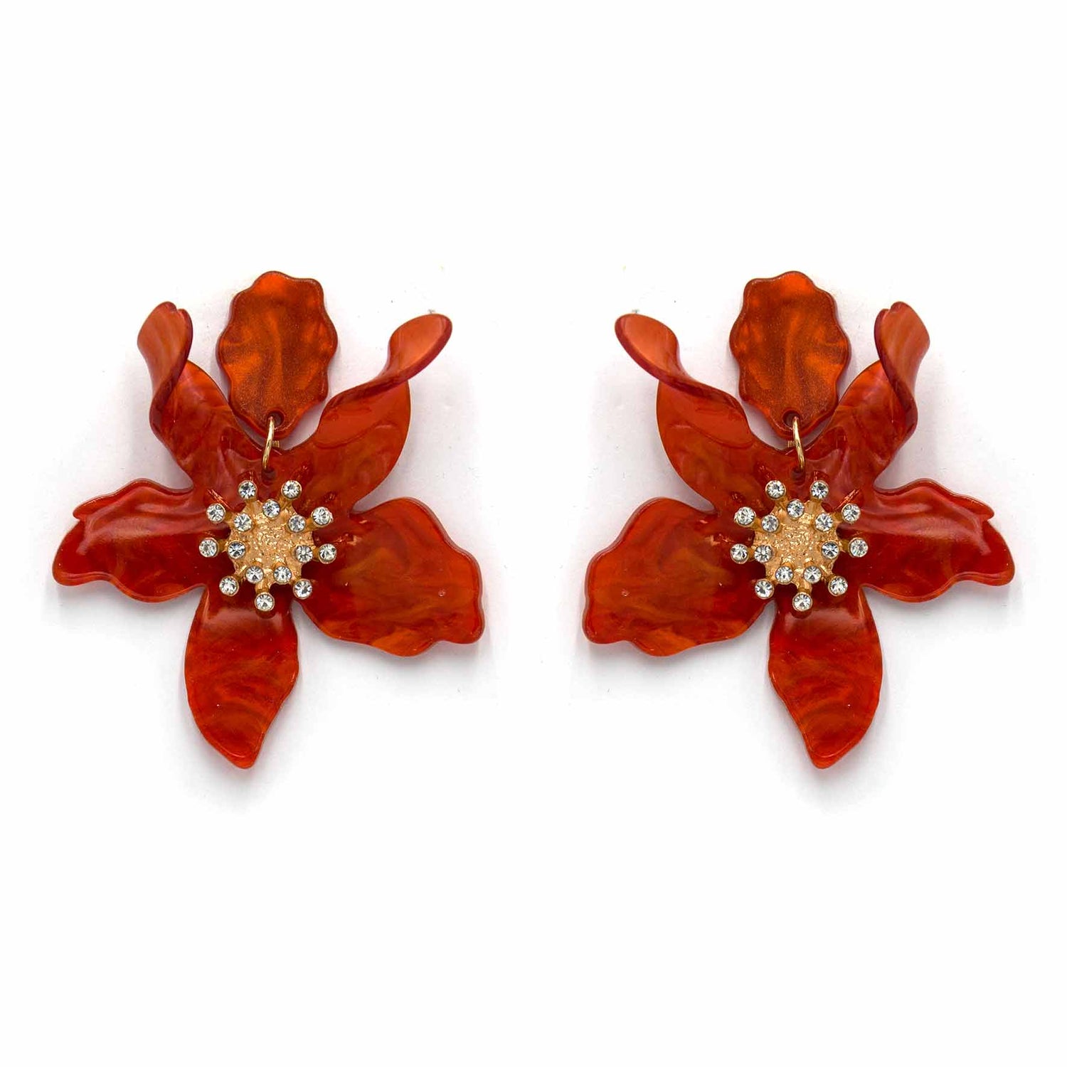 Palestro Milano Orecchini Arancio Ibisco con zirconi - New colors