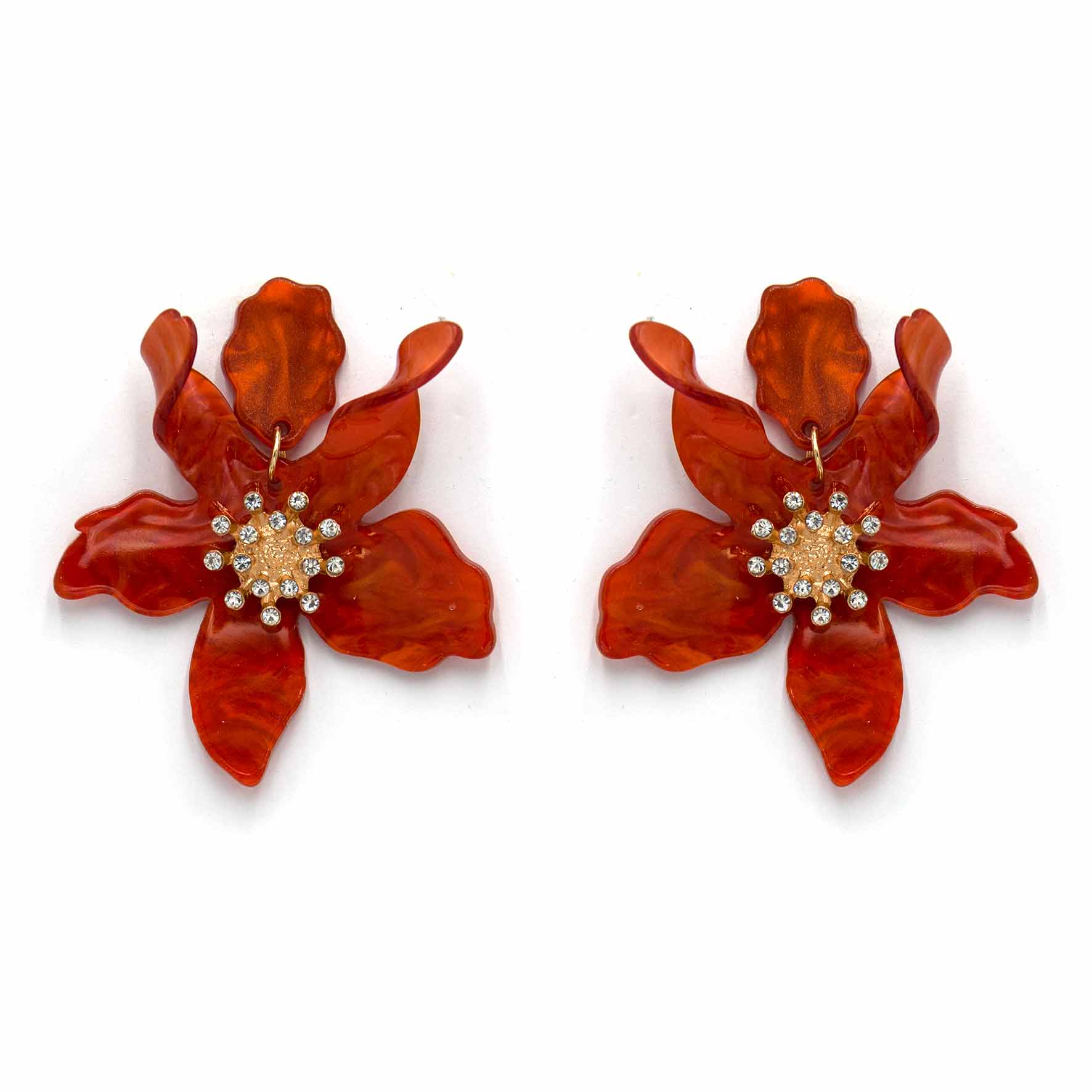 Palestro Milano Orecchini Arancio Ibisco con zirconi - New colors