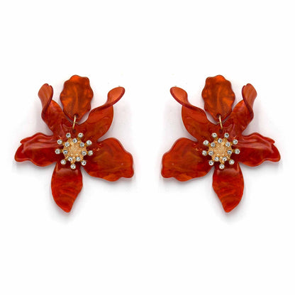 Palestro Milano Orecchini Arancio Ibisco con zirconi - New colors