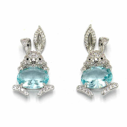 Palestro Milano Orecchini Azzurro Acquamarina Coniglietto 925 zirconi e pietra